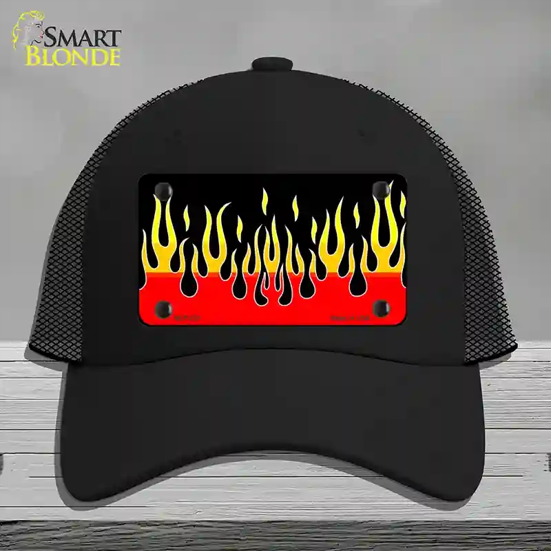 HAT01-MLP-021 Flames Novelty License Plate Hat, Mesh - Black