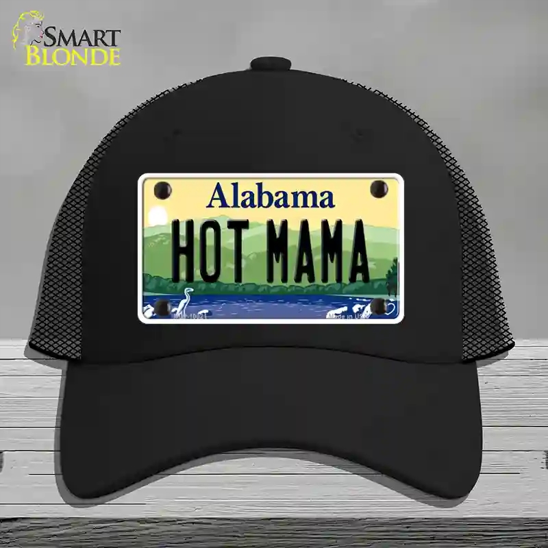 HAT01-MLP-10021 Hot Mama Alabama Novelty License Plate Hat, Mesh - Black