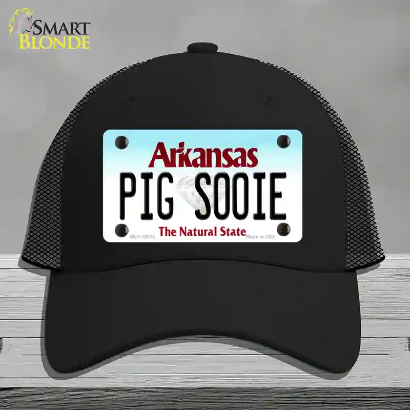 HAT01-MLP-10038 Pig Sooie Arkansas Novelty License Plate Hat, Mesh - Black