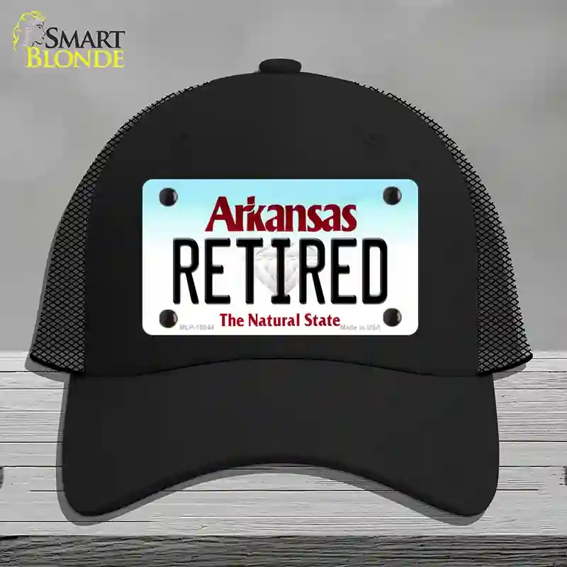 HAT01-MLP-10044 Retired Arkansas Novelty License Plate Hat, Mesh - Black