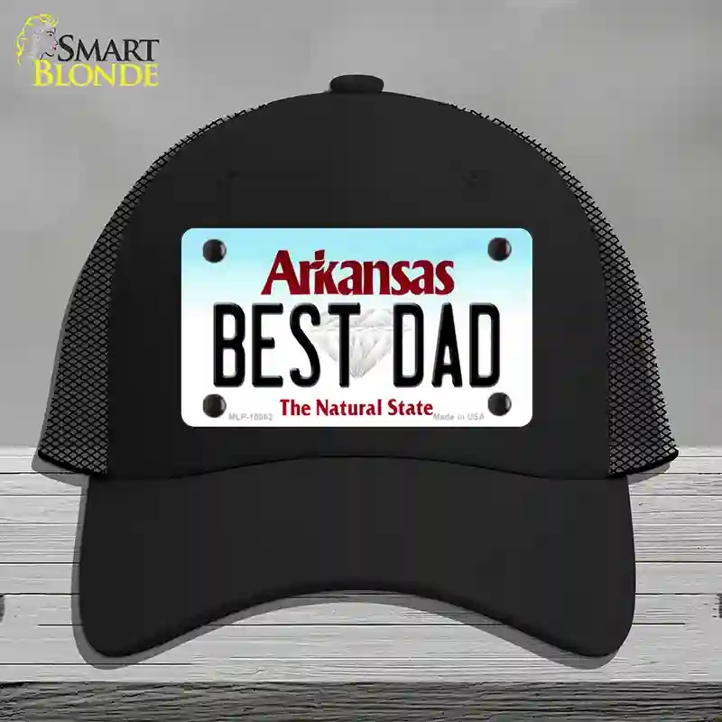 HAT01-MLP-10062 Best Dad Arkansas Novelty License Plate Hat, Mesh - Black