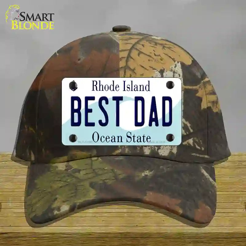 HAT06-MLP-11222 Best Dad Rhode Island State Novelty License Plate Hat, Cotton - Camoflauge
