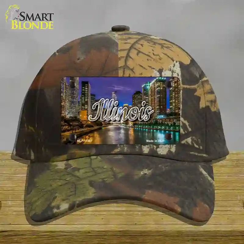 HAT06-MLP-11597 Illinois River City Lights State Novelty License Plate Hat, Cotton - Camoflauge