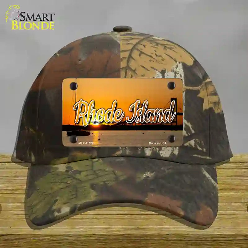 HAT06-MLP-11628 Rhode Island River Sunset State Novelty License Plate Hat, Cotton - Camoflauge