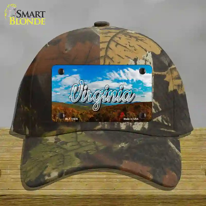 HAT06-MLP-11636 Virginia Mountain Range State Novelty License Plate Hat, Cotton - Camouflage