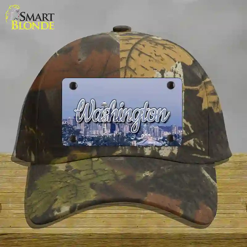 HAT06-MLP-11637 Washington Space Needle State Novelty License Plate Hat, Cotton - Camouflage