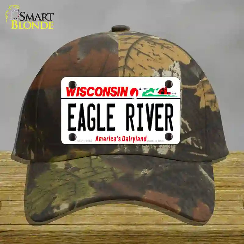 HAT06-MLP-12282 Wisconsin Eagle River Novelty License Plate Hat, Cotton - Camouflage