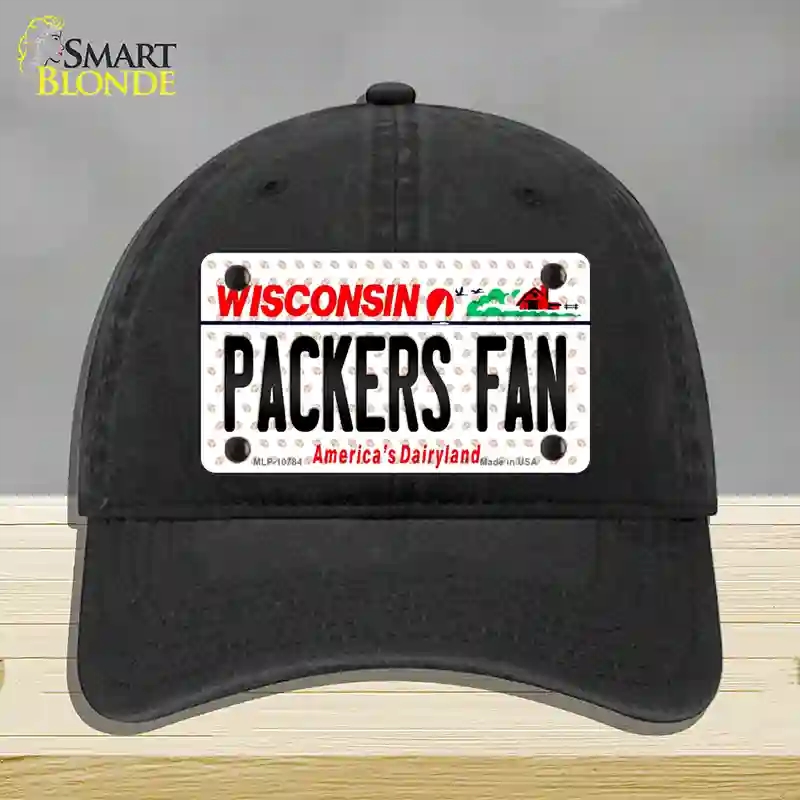 HAT07-MLP-10784 Packers Fan Wisconsin Novelty License Plate Hat, Unconstructed Cotton - Black