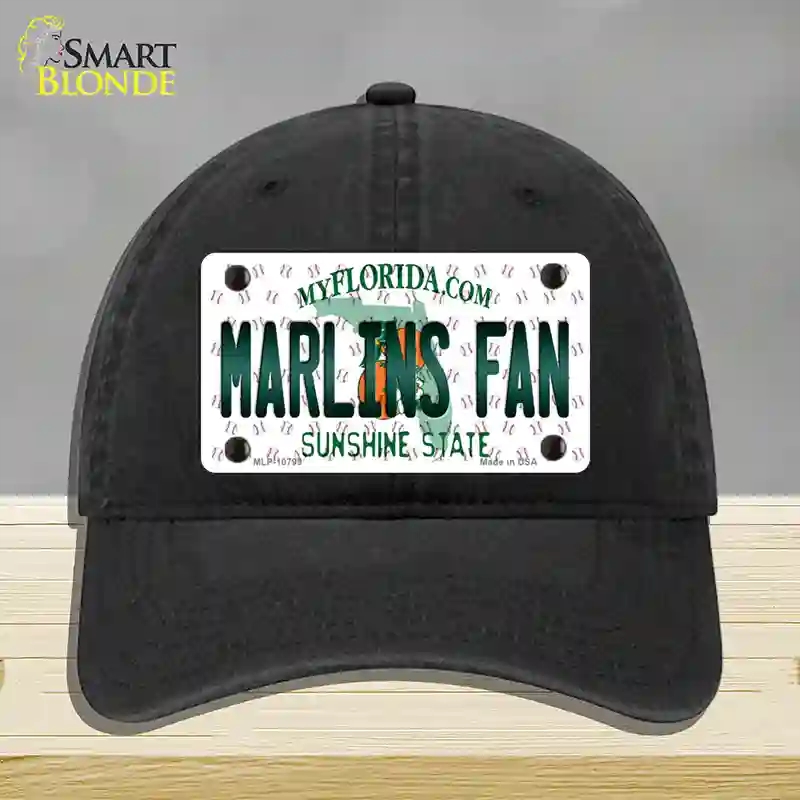 HAT07-MLP-10799 Marlins Fan Florida Novelty License Plate Hat, Unconstructed Cotton - Black