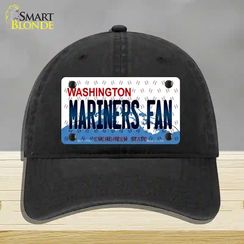 HAT07-MLP-10801 Mariners Fan Washington Novelty License Plate Hat, Unconstructed Cotton - Black