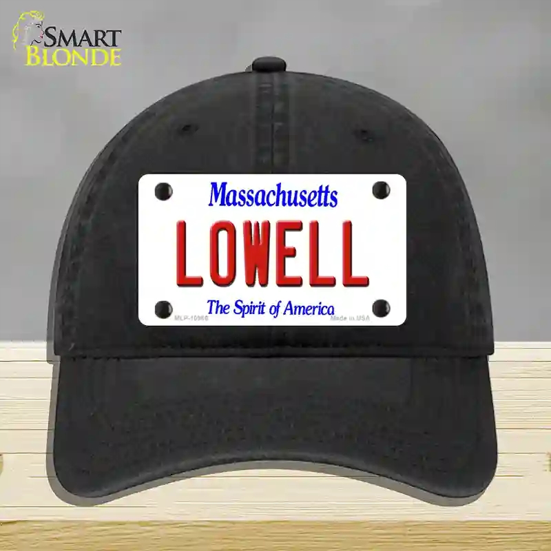 HAT07-MLP-10986 Lowell Massachusetts Novelty License Plate Hat, Unconstructed Cotton - Black