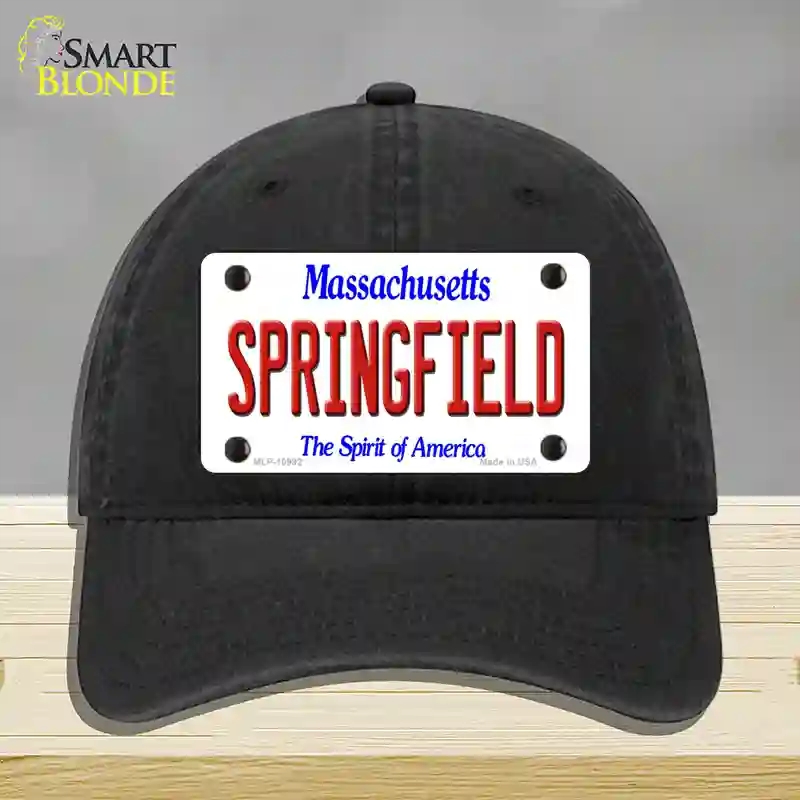 HAT07-MLP-10992 Springfield Massachusetts Novelty License Plate Hat, Unconstructed Cotton - Black