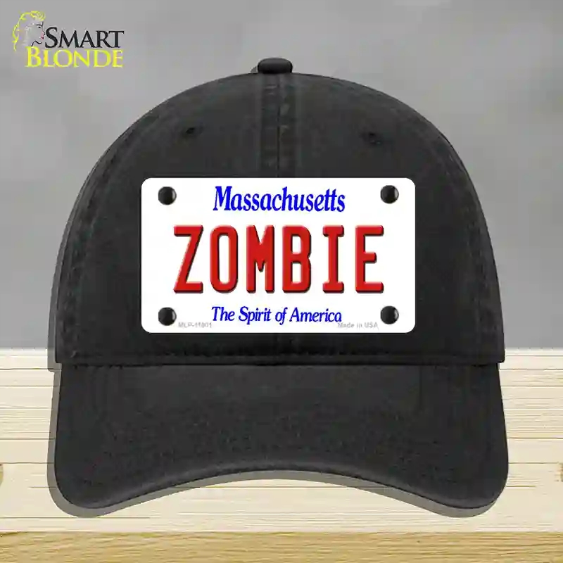 HAT07-MLP-11001 Zombie Massachusetts Novelty License Plate Hat, Unconstructed Cotton - Black