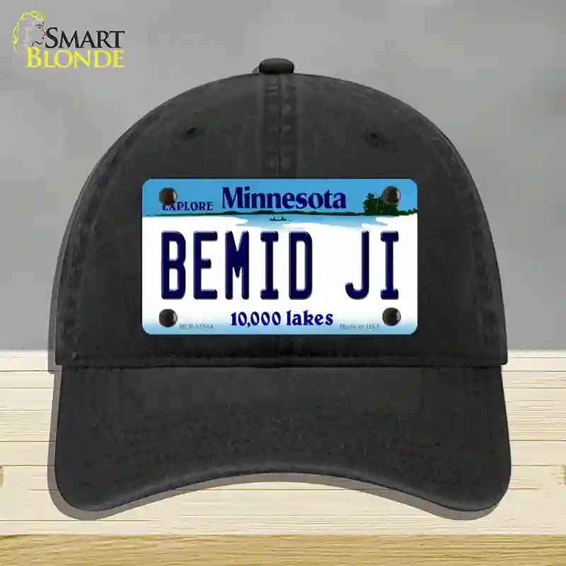 HAT07-MLP-11044 Bemid Ji Minnesota State Novelty License Plate Hat, Unconstructed Cotton - Black
