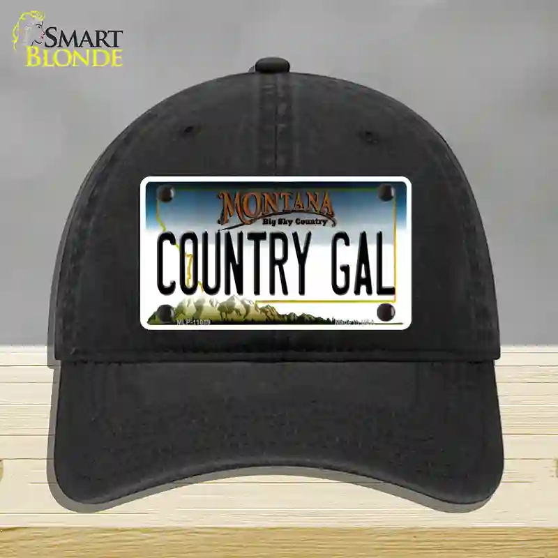 HAT07-MLP-11089 Country Gal Montana State Novelty License Plate Hat, Unconstructed Cotton - Black