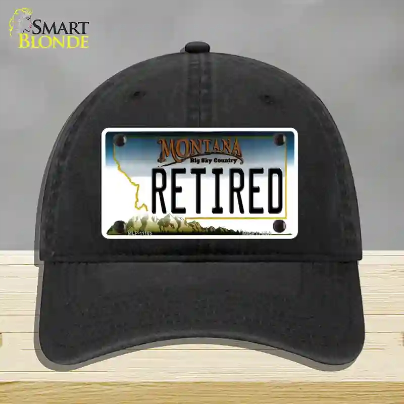 HAT07-MLP-11105 Retired Montana State Novelty License Plate Hat, Unconstructed Cotton - Black