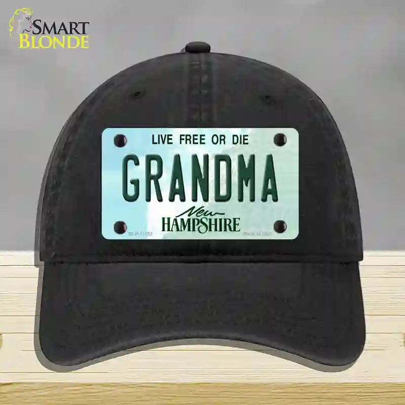 HAT07-MLP-11152 Grandma   Hampshire State Novelty License Plate Hat, Unconstructed Cotton - Black