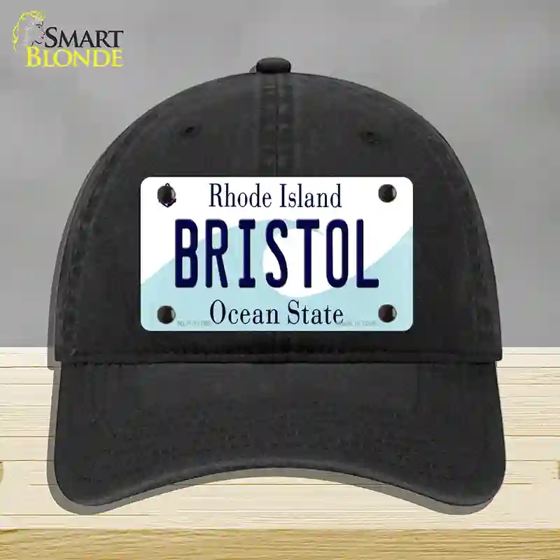 HAT07-MLP-11195 Bristol Rhode Island State Novelty License Plate Hat, Unconstructed Cotton - Black