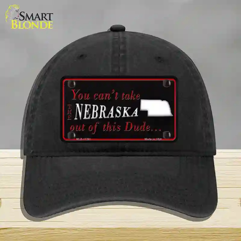 HAT07-MLP-11281 Nebraska Dude Novelty License Plate Hat, Unconstructed Cotton - Black