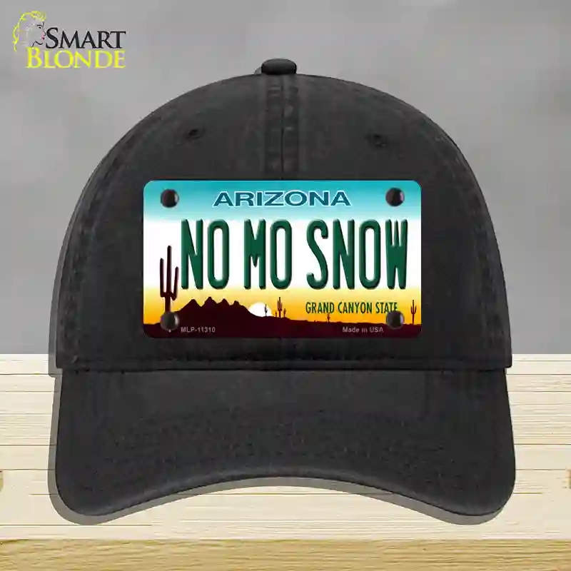 HAT07-MLP-11310 No Mo Snow Novelty License Plate Hat, Unconstructed Cotton - Black