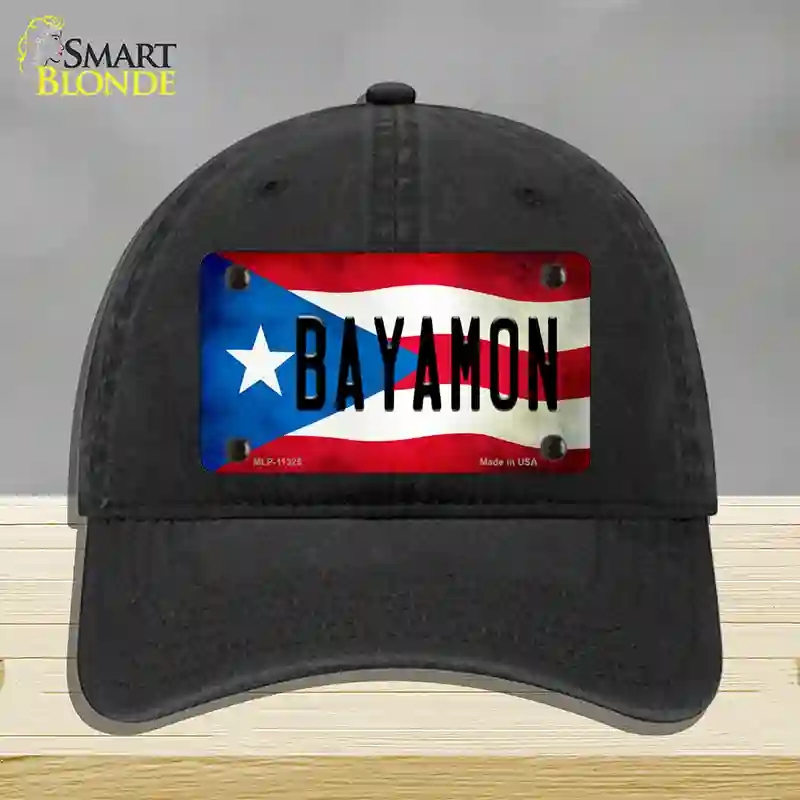 HAT07-MLP-11325 Bayamon Puerto Rico Flag Novelty License Plate Hat, Unconstructed Cotton - Black
