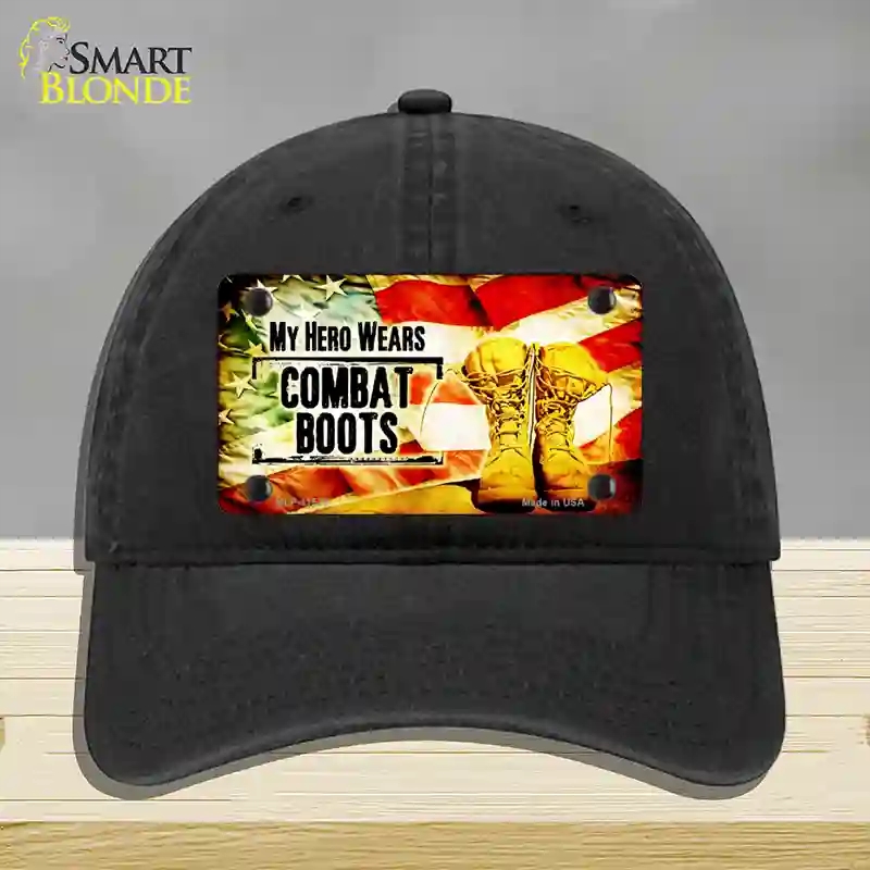 HAT07-MLP-11523 My Hero Wears Combat Boots Novelty License Plate Hat, Unconstructed Cotton - Black