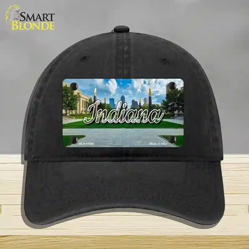 HAT07-MLP-11598 Indiana Sunny Park State Novelty License Plate Hat, Unconstructed Cotton - Black