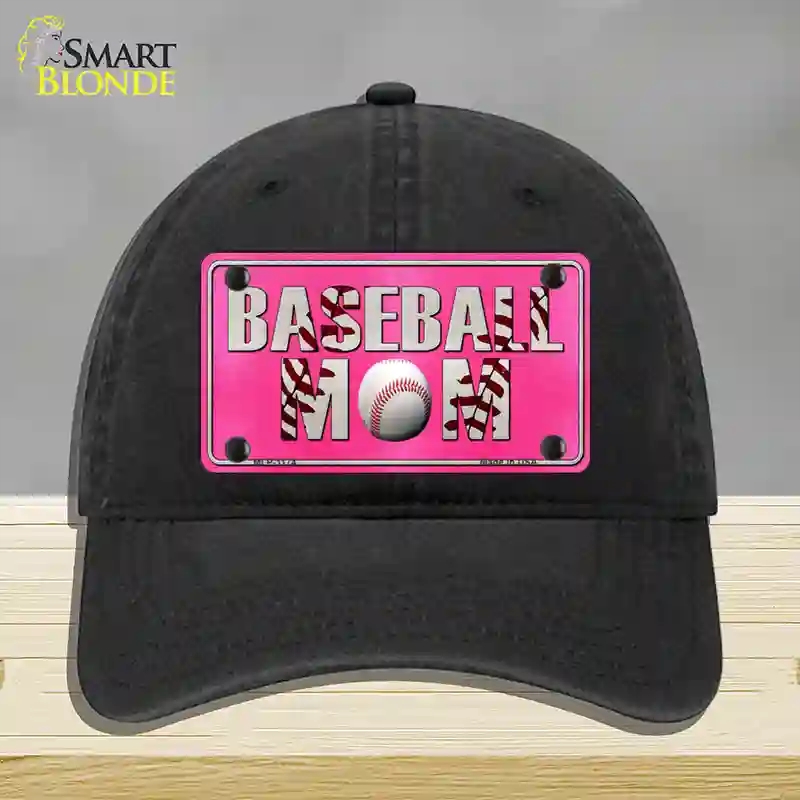 HAT07-MLP-1174 Baseball Mom Novelty License Plate Hat, Unconstructed Cotton - Black