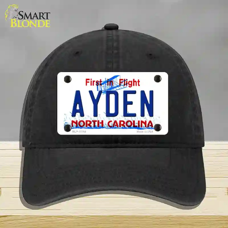 HAT07-MLP-11744 Ayden North Carolina State Novelty License Plate Hat, Unconstructed Cotton - Black