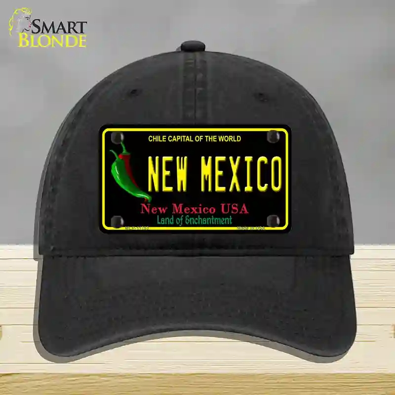 HAT07-MLP-11753   Mexico State Novelty License Plate Hat, Unconstructed Cotton - Black