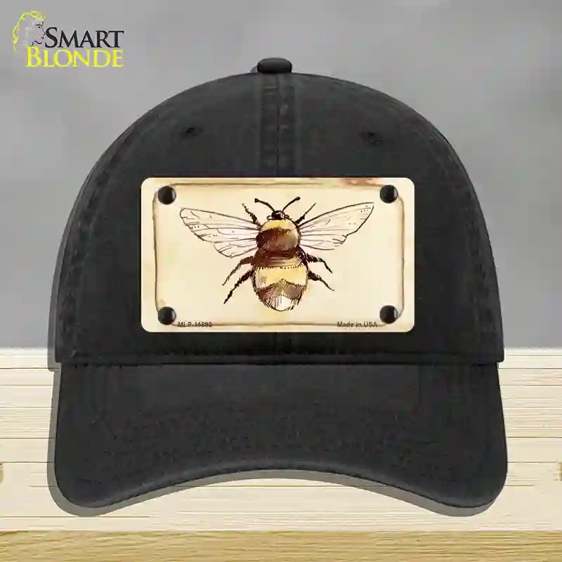 HAT07-MLP-11892 Bumble Bee Watercolor Novelty License Plate Hat, Unconstructed Cotton - Black