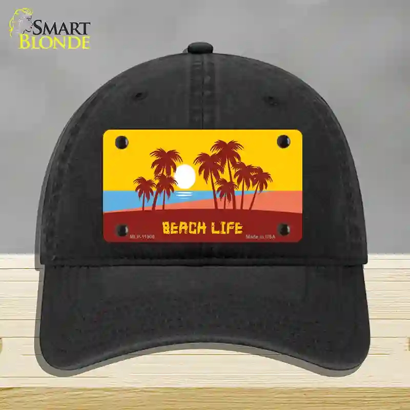 HAT07-MLP-11900 Beach Life Novelty License Plate Hat, Unconstructed Cotton - Black
