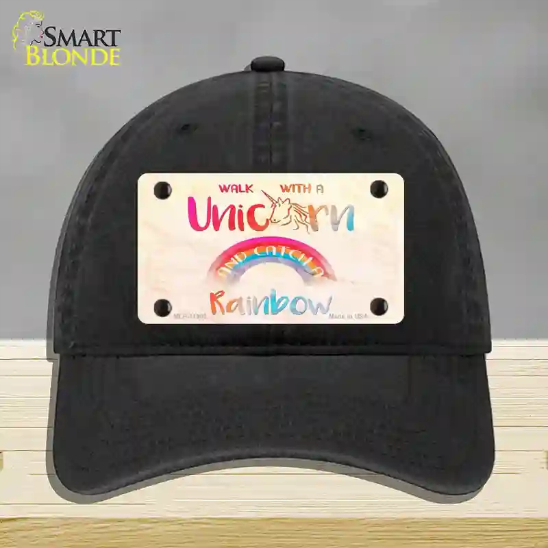 HAT07-MLP-11903 Walk with a Unicorn Novelty License Plate Hat, Unconstructed Cotton - Black
