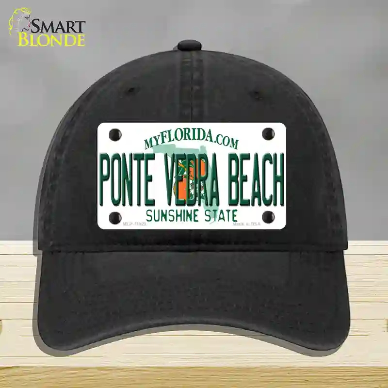 HAT07-MLP-11929 Florida Ponte Vedra Beach Novelty License Plate Hat, Unconstructed Cotton - Black