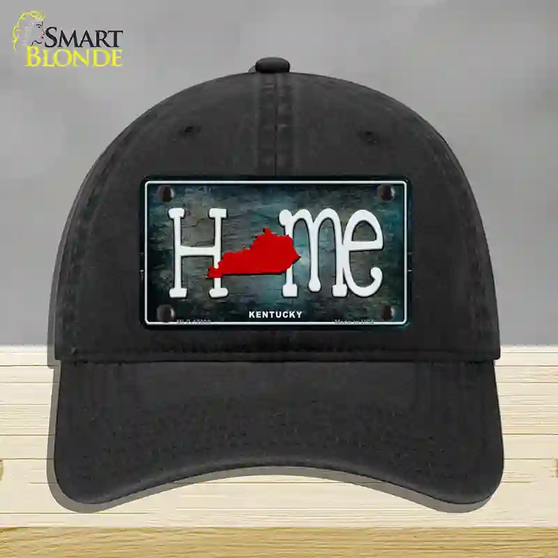 HAT07-MLP-12008 Kentucky Home State Outline Novelty License Plate Hat, Unconstructed Cotton - Black