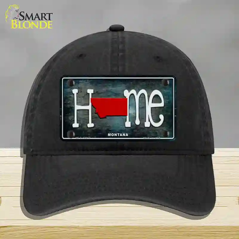 HAT07-MLP-12017 Montana Home State Outline Novelty License Plate Hat, Unconstructed Cotton - Black