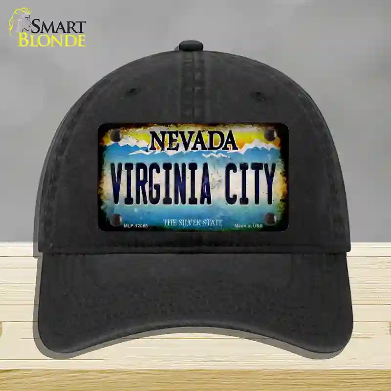 HAT07-MLP-12066 Nevada Virginia City Novelty License Plate Hat, Unconstructed Cotton - Black
