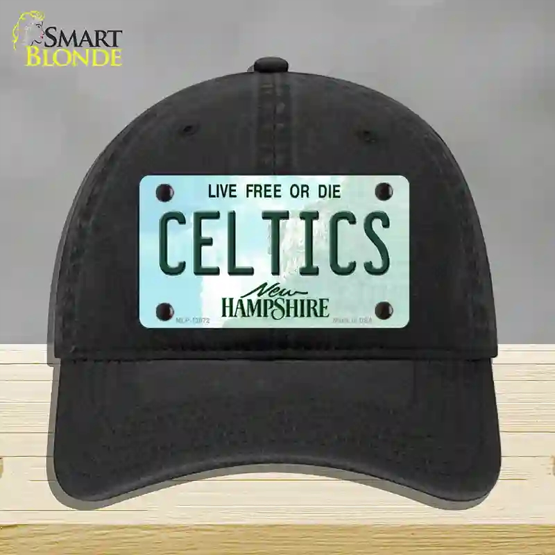 HAT07-MLP-12072 Celtics   Hampshire State Novelty License Plate Hat, Unconstructed Cotton - Black