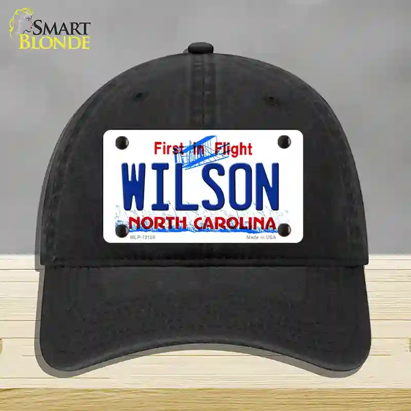 HAT07-MLP-12100 Wilson North Carolina State Novelty License Plate Hat, Unconstructed Cotton - Black