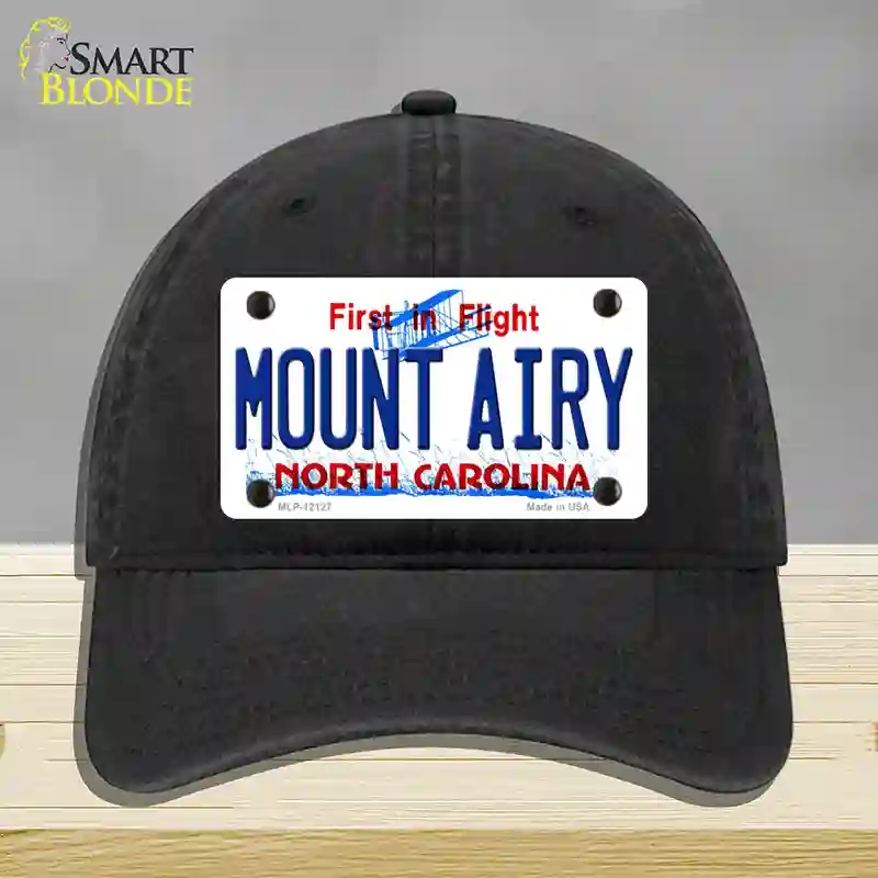 HAT07-MLP-12127 Mount Airy North Carolina State Novelty License Plate Hat, Unconstructed Cotton - Black