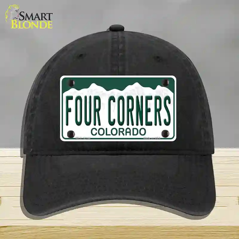 HAT07-MLP-12144 Four Corners Colorado Novelty License Plate Hat, Unconstructed Cotton - Black