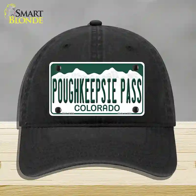 HAT07-MLP-12153 Poughkeepsie Pass Colorado Novelty License Plate Hat, Unconstructed Cotton - Black