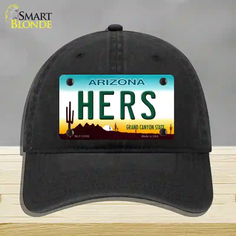 HAT07-MLP-12180 Hers Arizona Novelty License Plate Hat, Unconstructed Cotton - Black