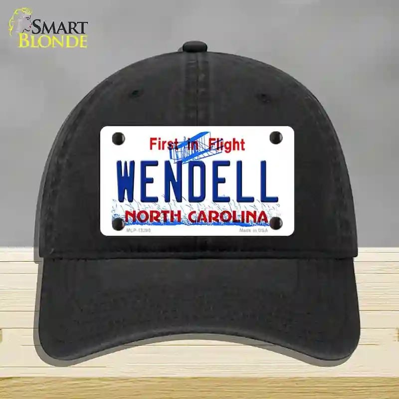 HAT07-MLP-12295 North Carolina Wendell Novelty License Plate Hat, Unconstructed Cotton - Black