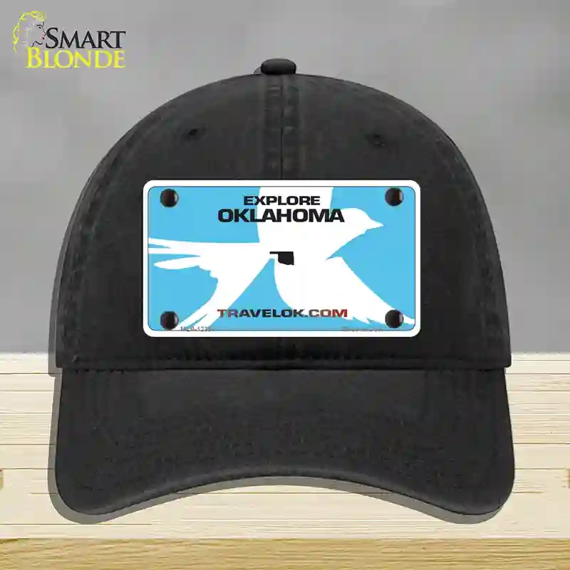 HAT07-MLP-12307 Oklahoma Travel Blank Novelty License Plate Hat, Unconstructed Cotton - Black