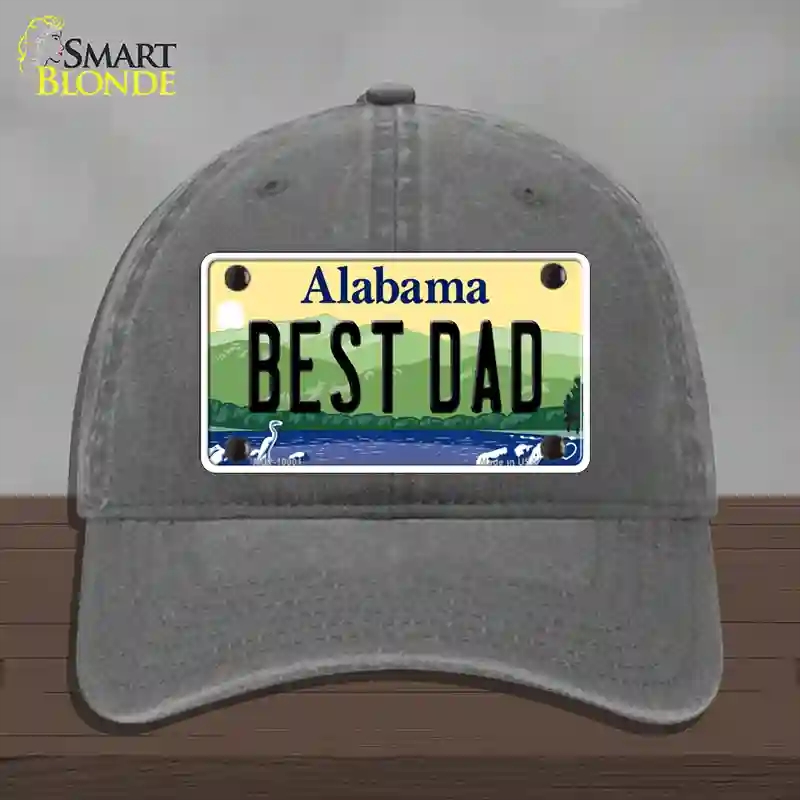HAT08-MLP-10001 Best Dad Alabama Novelty License Plate Hat, Unconstructed Cotton - Charcoal