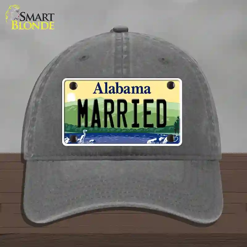 HAT08-MLP-10022 Married Alabama Novelty License Plate Hat, Unconstructed Cotton - Charcoal