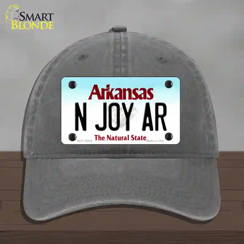 HAT08-MLP-10036 N Joy AR Arkansas Novelty License Plate Hat, Unconstructed Cotton - Charcoal