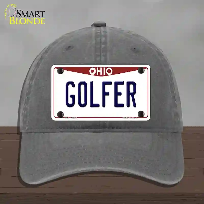 HAT08-MLP-10094 Golfer Ohio Novelty License Plate Hat, Unconstructed Cotton - Charcoal
