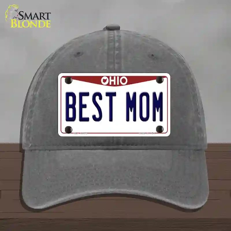 HAT08-MLP-10099 Best Mom Ohio Novelty License Plate Hat, Unconstructed Cotton - Charcoal